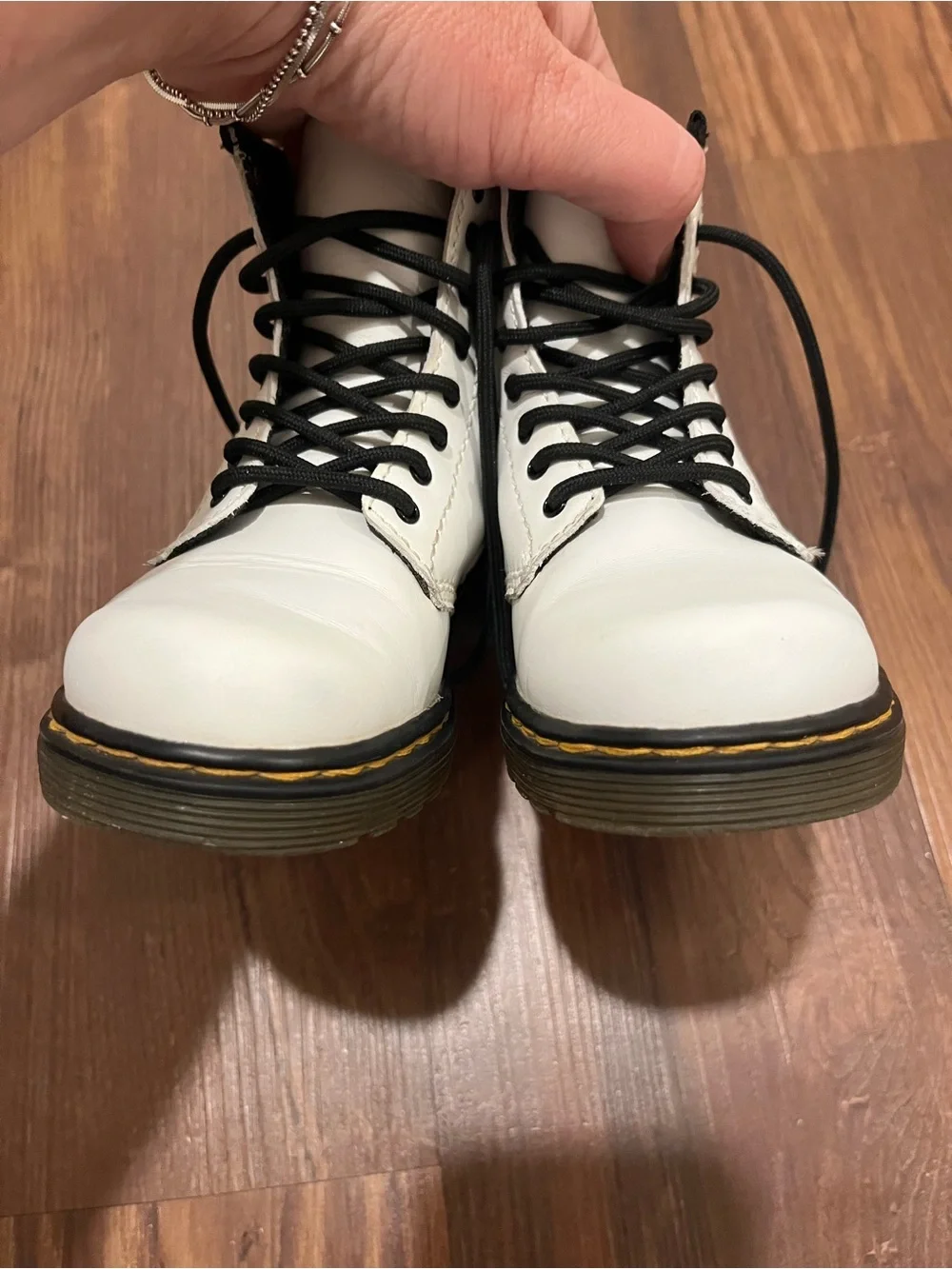 Dr. Martens 1460 T White Smooth Leather Lace Up/Zip Ankle Boots Toddler Size 10